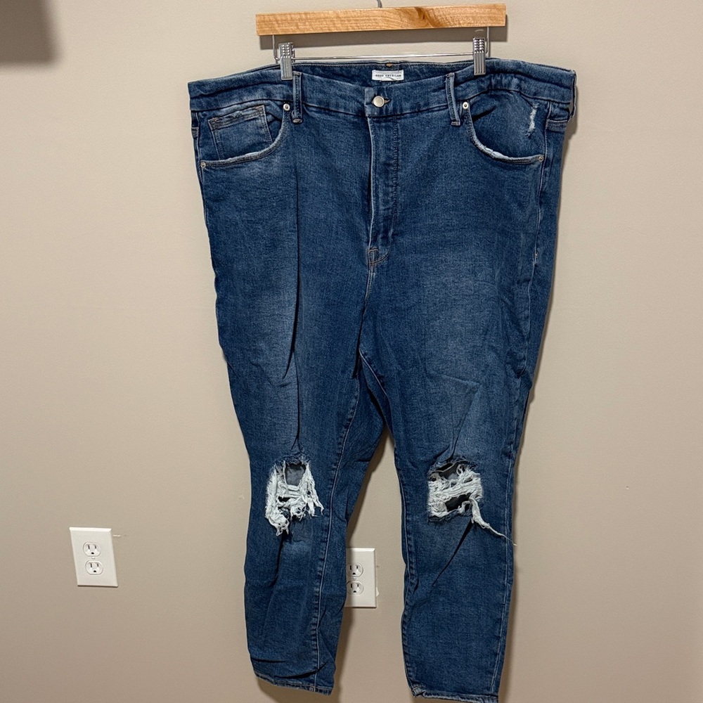 Good American Dark Blue Distressed Skinny Jeans